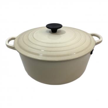 LE CREUSET (ルクルーゼ) 両手鍋 フラワーレリーフ コットン SIZE 22CM