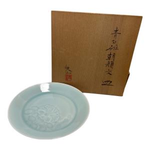 快山 (カイザン) 皿 青白磁 朝顔文 皿