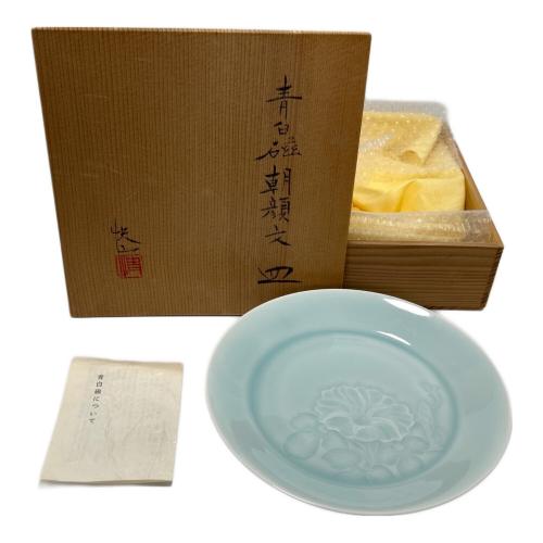 快山 (カイザン) 皿 青白磁 朝顔文 皿