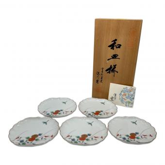 深川製磁 和皿揃え 菊小鳥 5Pセット