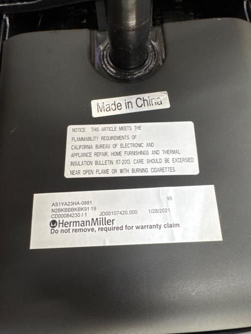 Herman Miller (ハーマンミラー) セイルチェア AS1YA23HA ブラック