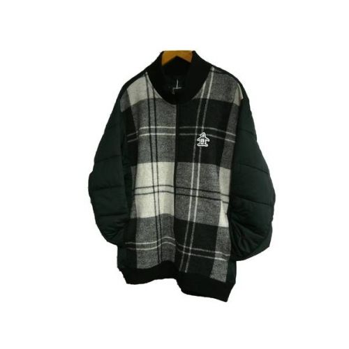 MUNSING WEAR ゴルフウェア(トップ)　ハイブリットダウンブルゾン グレー×ブラック 未使用品 チェック 秋冬物