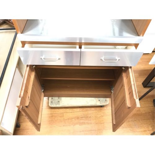 UNICO (ウニコ) レンジボード ライトブラウン×シルバー 2枚扉 STRADA