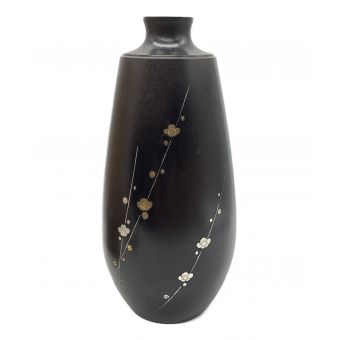 金峰作 花瓶 鋳銅象嵌梅花図花瓶
