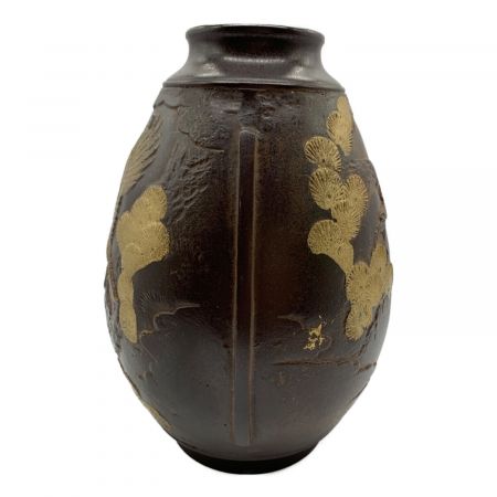 龍仙作 花瓶 青銅