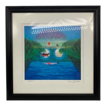 藤城清治 (フジシロセイジ) リトグラフ めがね橋 50/500 ダイヤモンドスクリーニング