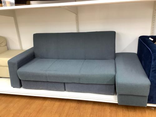 ソファーベッド ブルー 390 オットマン付き ファブリック