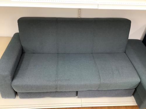 ソファーベッド ブルー 390 オットマン付き ファブリック