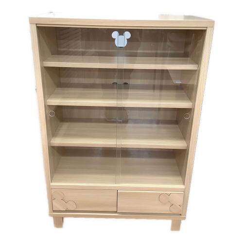 キャビネット ナチュラル Disney 175 2枚ガラス扉 引き出し付