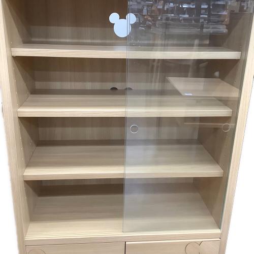 キャビネット ナチュラル Disney 175 2枚ガラス扉 引き出し付