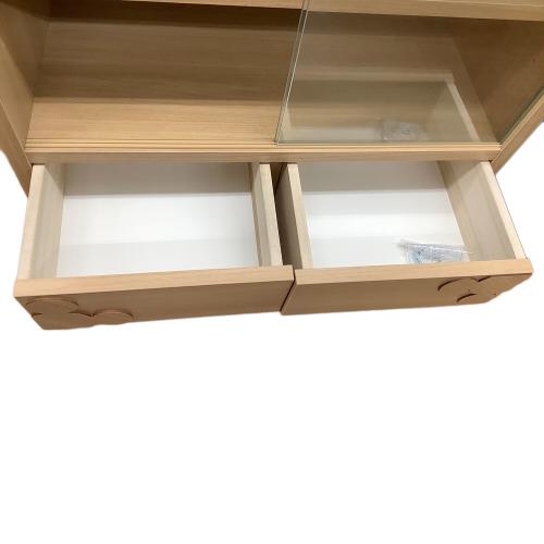 キャビネット ナチュラル Disney 175 2枚ガラス扉 引き出し付