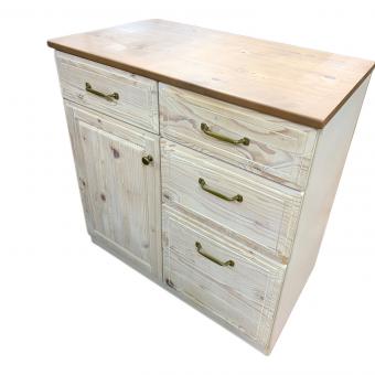 ニトリ キッチンカウンター ブラウン×ベージュ 135 1枚扉 引出付き シナモ80