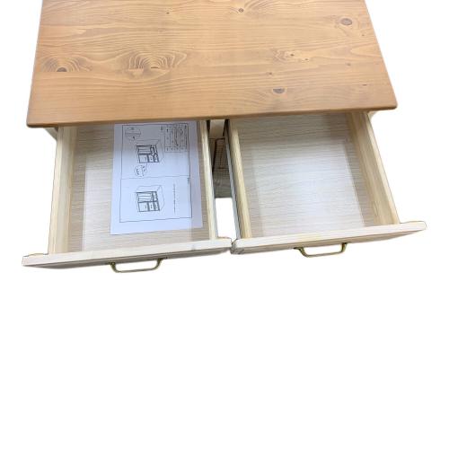 ニトリ キッチンカウンター ブラウン×ベージュ 135 1枚扉 引出付き シナモ80