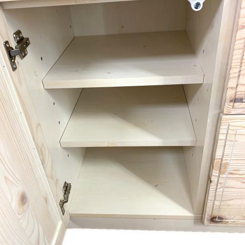 ニトリ キッチンカウンター ブラウン×ベージュ 135 1枚扉 引出付き シナモ80