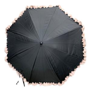 Rose Blanc (ロサブラン) 傘 ブラック×ピンク ハンドルバンブー　日傘 晴雨兼用