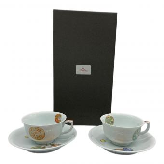 深川製磁 (フカガワセイジ) ペア碗皿 寿赤絵