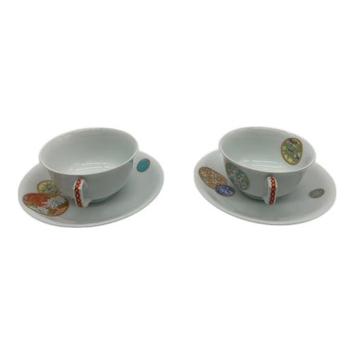 深川製磁 (フカガワセイジ) ペア碗皿 寿赤絵