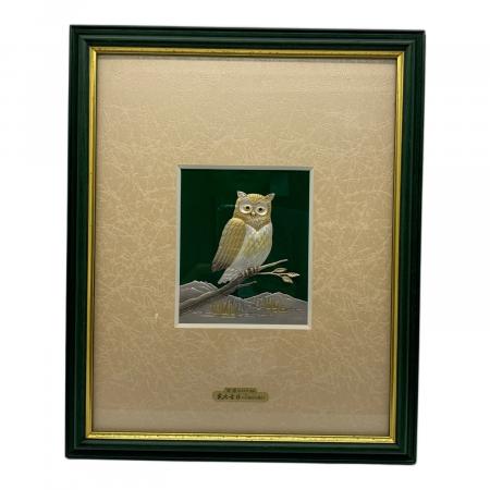 武比古 純銀木製額 ふくろう5号緑