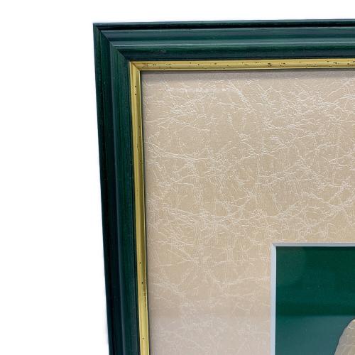 武比古作 (タケヒコ) 純銀木製額 ふくろう 純銀レリーフ額 4号緑