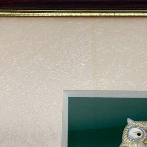 武比古作 (タケヒコ) 純銀木製額 ふくろう 純銀レリーフ額 3号茶