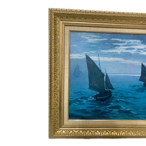 クロード・モネ 「海上の釣り船」 プリハード複製画
