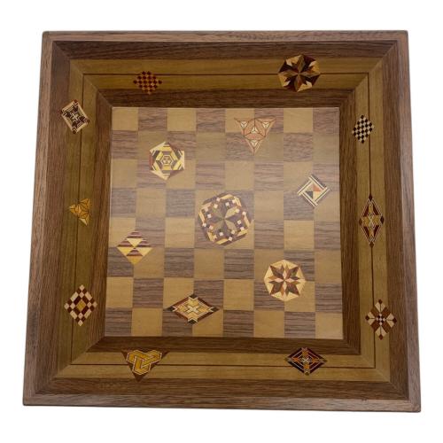 箱根寄木細工 盛器(市松・茶)