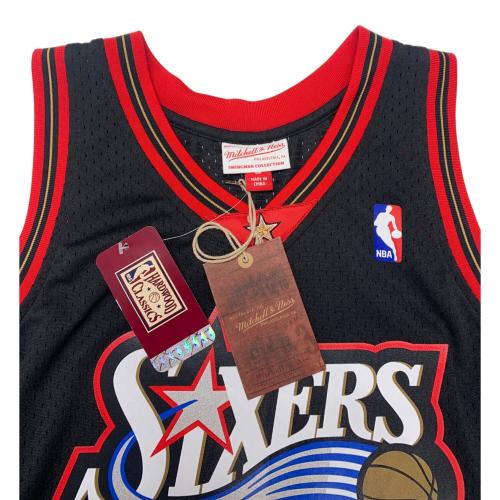 MITCHELL & NESS (ミッチェルアンドネス) 復刻ユニフォーム SMJY4160-P76 NBA アレン・アイバーソン 76ers メンズ SIZE L ブラック×レッド