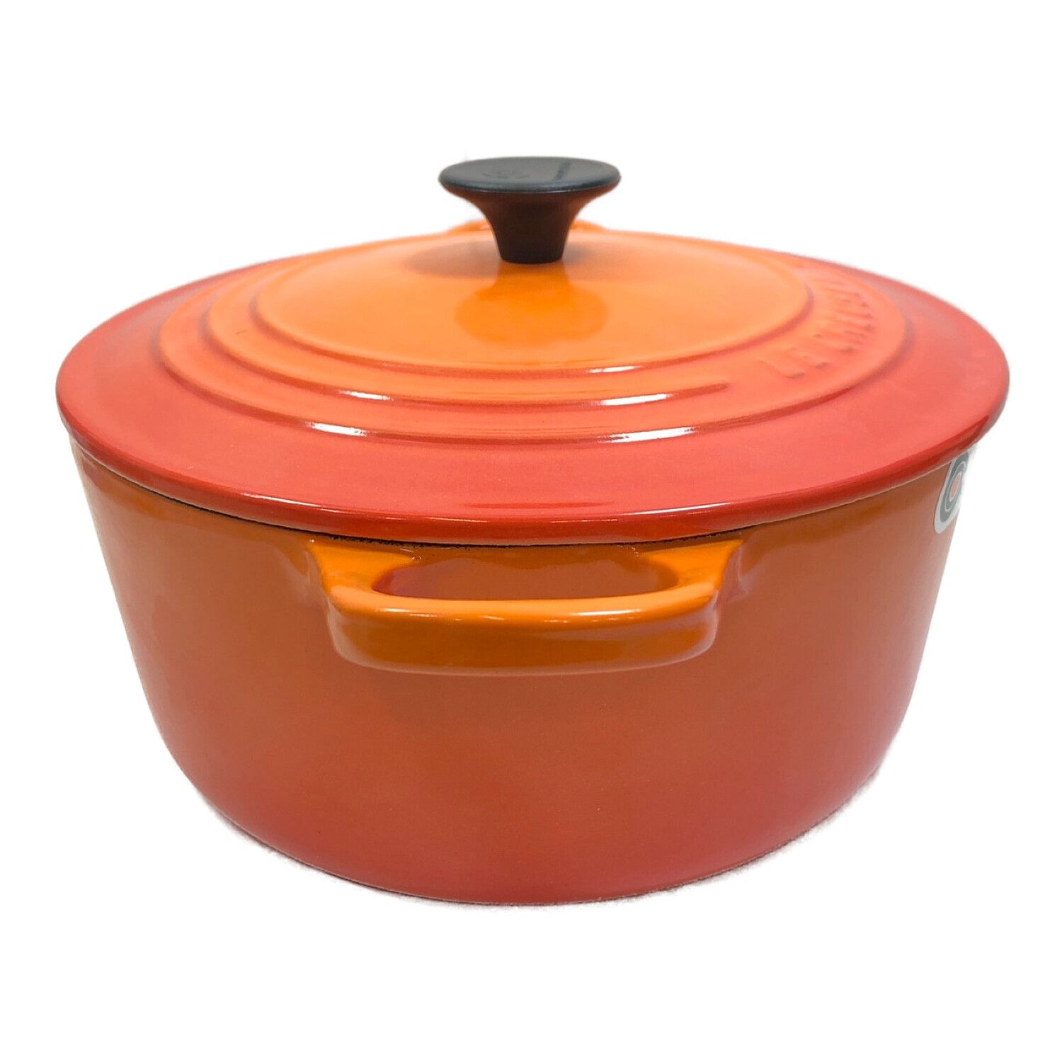 2回使用:ル・クルーゼ LE CREUSET ココットロンド 22cm オレンジ