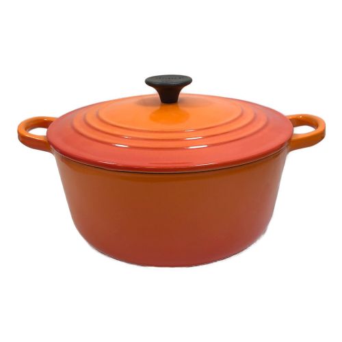 【美品】LE CREUSET　ココット ロンド オレンジ　22cm