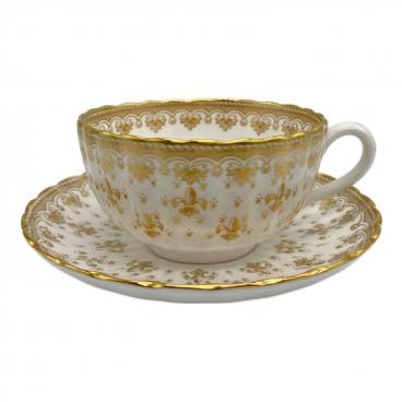 美品　スポード　SPODE　フルールドリス　カップ＆ソーサー　6客　ゴールド spode (スポード) カップ&ソーサー 少々ヨゴレ有 フルールドリス