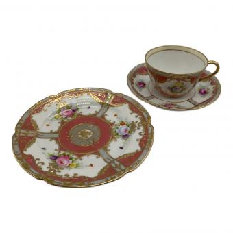 Noritake (ノリタケ) カップ&ソーサー・ケーキプレート 金盛り薔薇文トリオ  オールドノリタケ