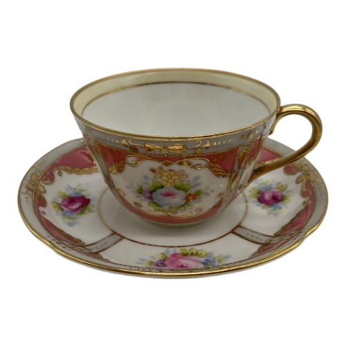 Noritake (ノリタケ) カップ&ソーサー・ケーキプレート 金盛り薔薇文トリオ  オールドノリタケ