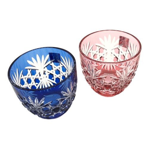 KAGAMI CRYSTAL (カガミクリスタル) 冷酒江戸切子グラス 笹っ葉に斜十文字 ペア