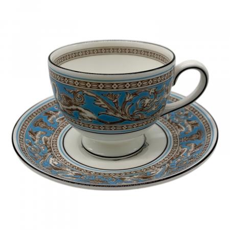 黒壺　ウェッジウッド フロレンティーンターコイズ カップ＆ソーサー　3客セット Wedgwood (ウェッジウッド) カップ&ソーサー 黒壺刻印 フロレン