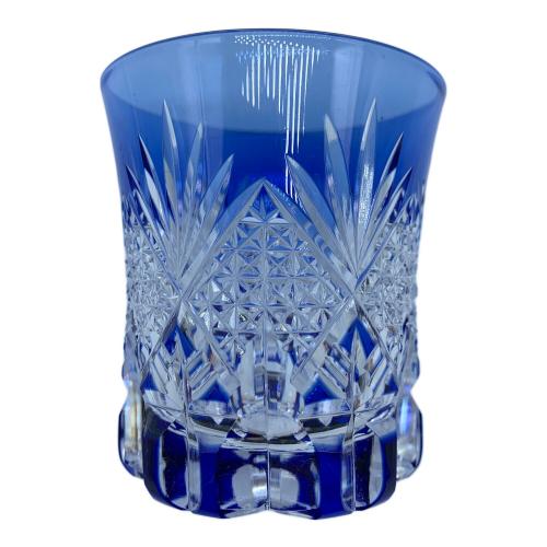 切子 ミニロックグラス ブルー