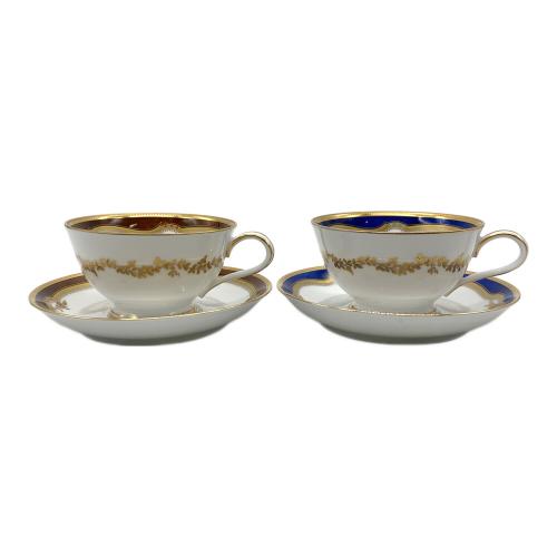 Noritake (ノリタケ) カップ&ソーサー 金彩 レッド＆ブルー ① アクレイム 2Pセット