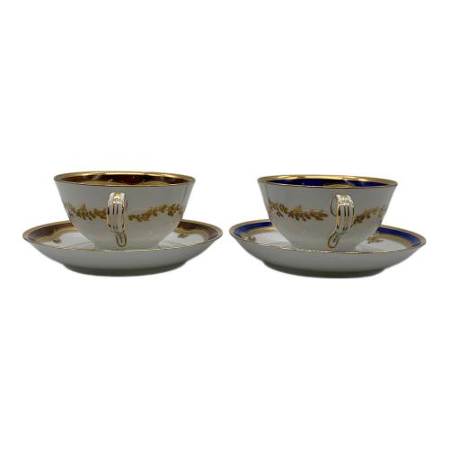 Noritake (ノリタケ) カップ&ソーサー 金彩 レッド＆ブルー ① アクレイム 2Pセット