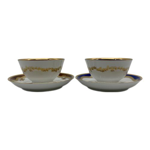 Noritake (ノリタケ) カップ&ソーサー 金彩 レッド＆ブルー ① アクレイム 2Pセット