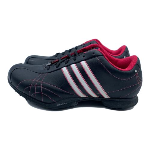 adidas (アディダス) ゴルフシューズ 816377 収納袋付 レディース SIZE 24.5cm ブラック×ピンク