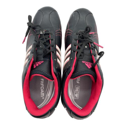 adidas (アディダス) ゴルフシューズ 816377 収納袋付 レディース SIZE 24.5cm ブラック×ピンク