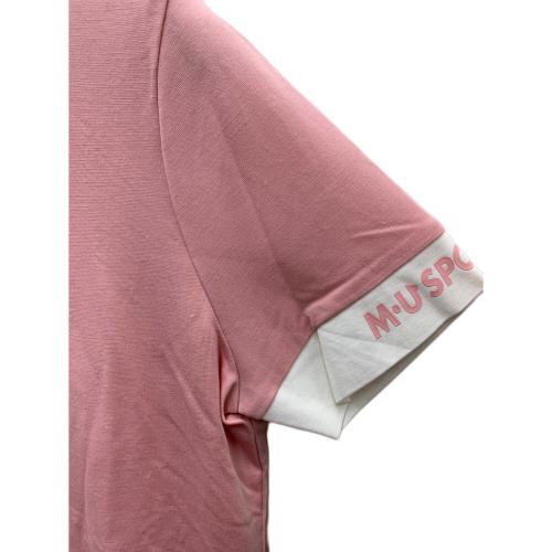 M U SPORTS (エムユースポーツ) ポロシャツ ゴルフウェア(トップス) レディース ピンク×ホワイト