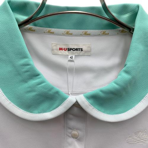 M U SPORTS (エムユースポーツ) ポロシャツ ゴルフウェア(トップス) レディース ホワイト×グリーン