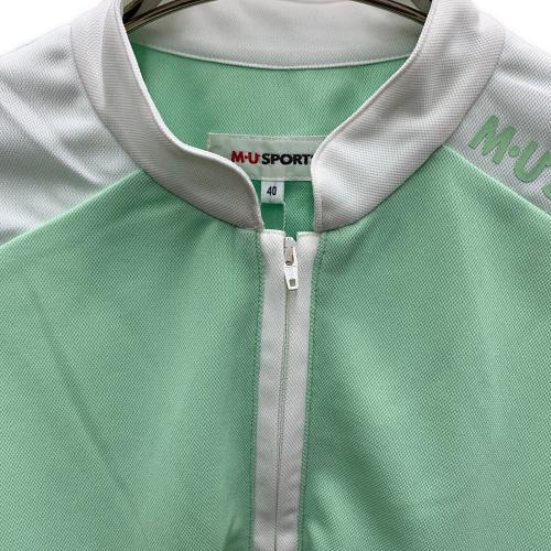 M U SPORTS (エムユースポーツ) ハーフジップポロシャツ ゴルフウェア(トップス) レディース グリーン×ホワイト