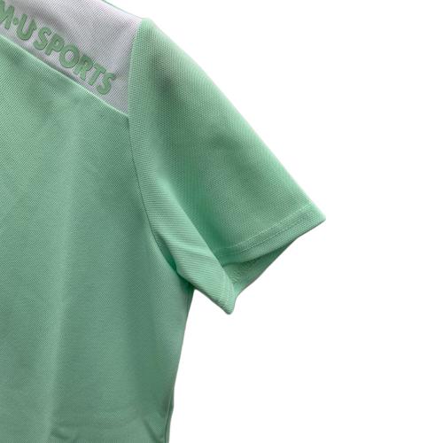 M U SPORTS (エムユースポーツ) ハーフジップポロシャツ ゴルフウェア(トップス) レディース グリーン×ホワイト
