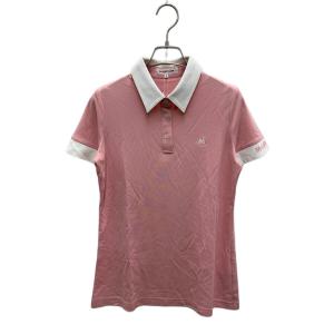 M U SPORTS (エムユースポーツ) ポロシャツ ゴルフウェア(トップス) レディース ピンク×ホワイト