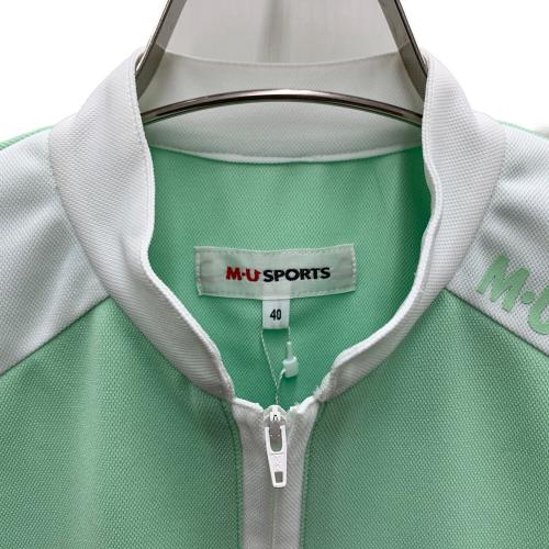 M U SPORTS (エムユースポーツ) ハーフジップポロシャツ ゴルフウェア(トップス) レディース グリーン×ホワイト