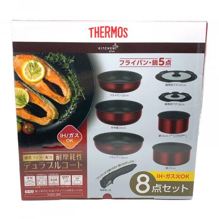 THERMOS (サーモス) 取っ手のとれるフライパン8点セット DSA-8A レッド