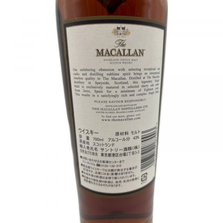 マッカラン (MACALLAN) ウィスキー 700ml 本体のみ シェリーオークカスク 18年 1991ボトル 未開封