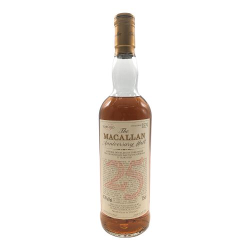 マッカラン (MACALLAN) スコッチウィスキー 43%  750ml アニバーサリーモルト 25年 未開封　1989年ボトリング