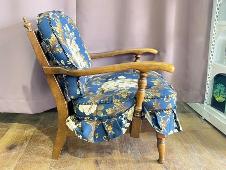 飛騨産業 (ヒダサンギョウ) チェア ブラウン 花柄 1人掛け 穂高